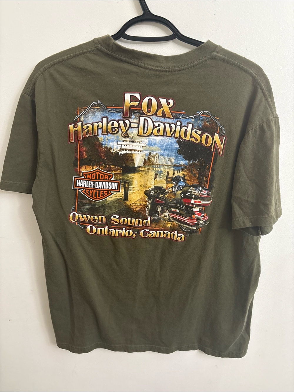 Harley-Davidson Olive Green Short Sleeve Logo Tee 2013s size large